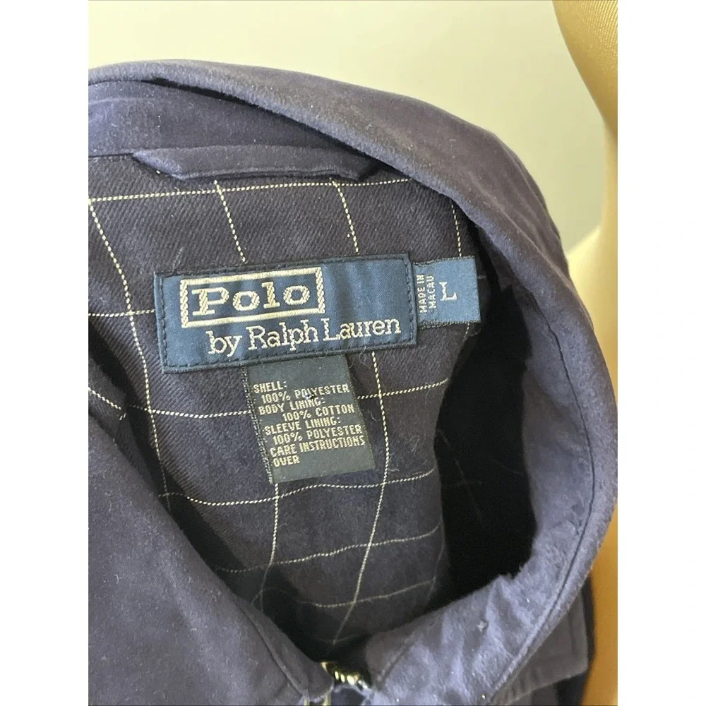 Polo Ralph Lauren Harrington Jacket Vintage 90s Navy Plaid Lined Men's Large BF